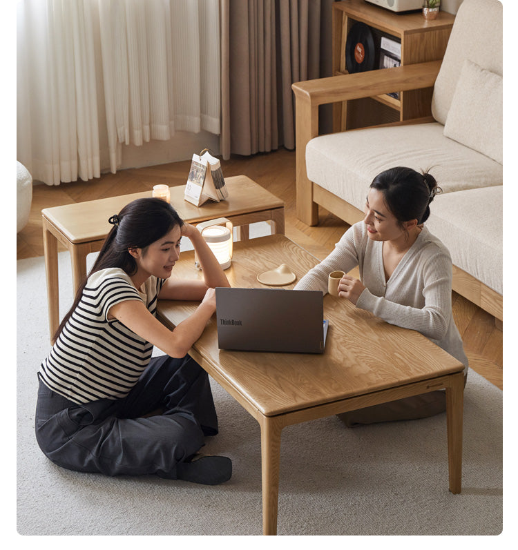 Red Oak, Ash Solid Wood Combination Coffee Table