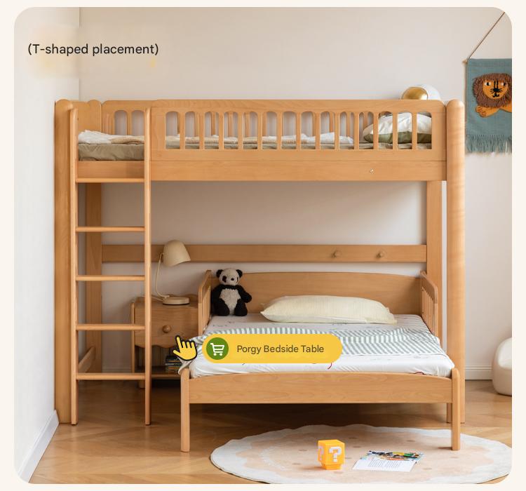 Beech solid wood children's bunk bed.
