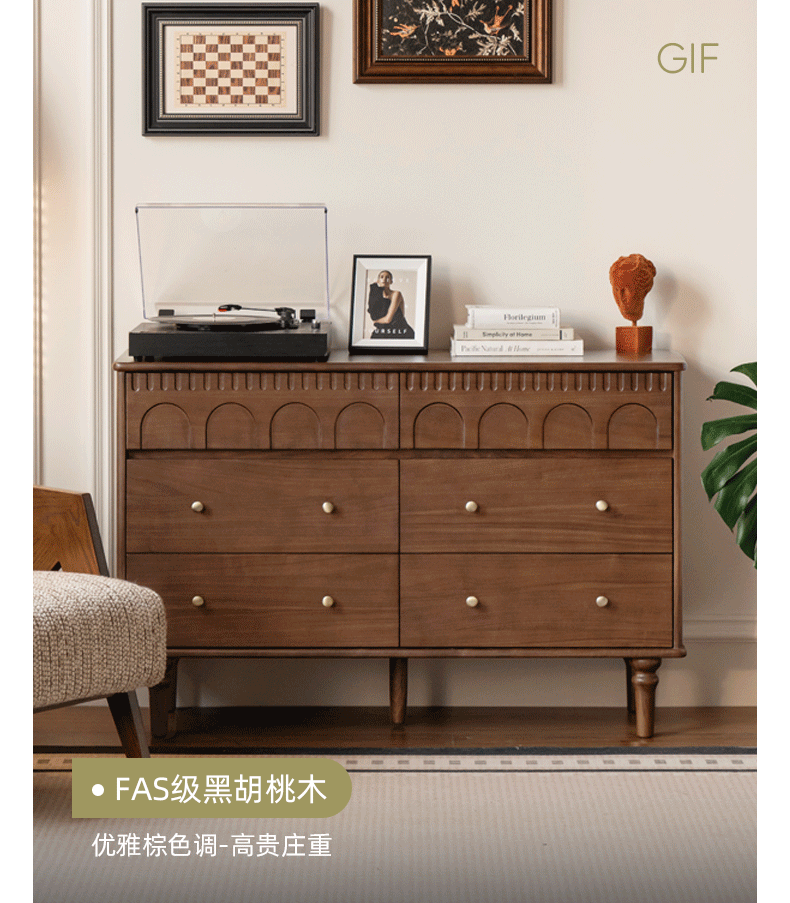 Solid Rubberwood Cabinet French Retro Cream Style Drawers.