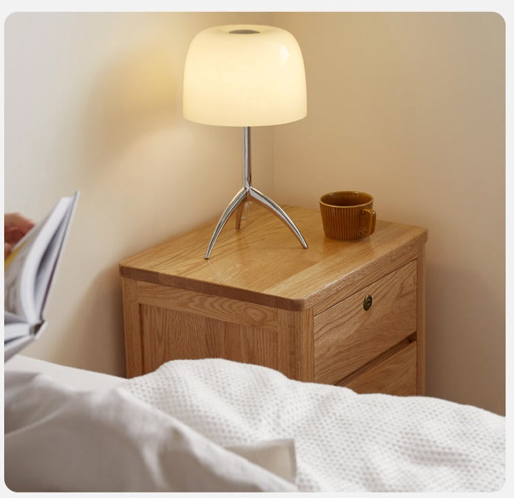 Oak Solid Wood, Solid Rubberwood Nightstand with Locker.