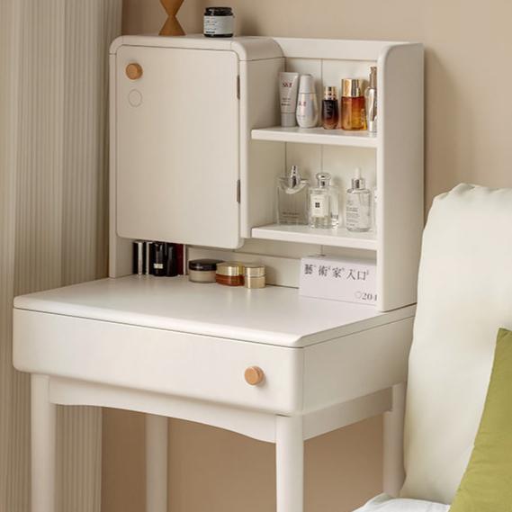 Solid Rubberwood Cream Style Dressing Table With Makeup Mirror.
