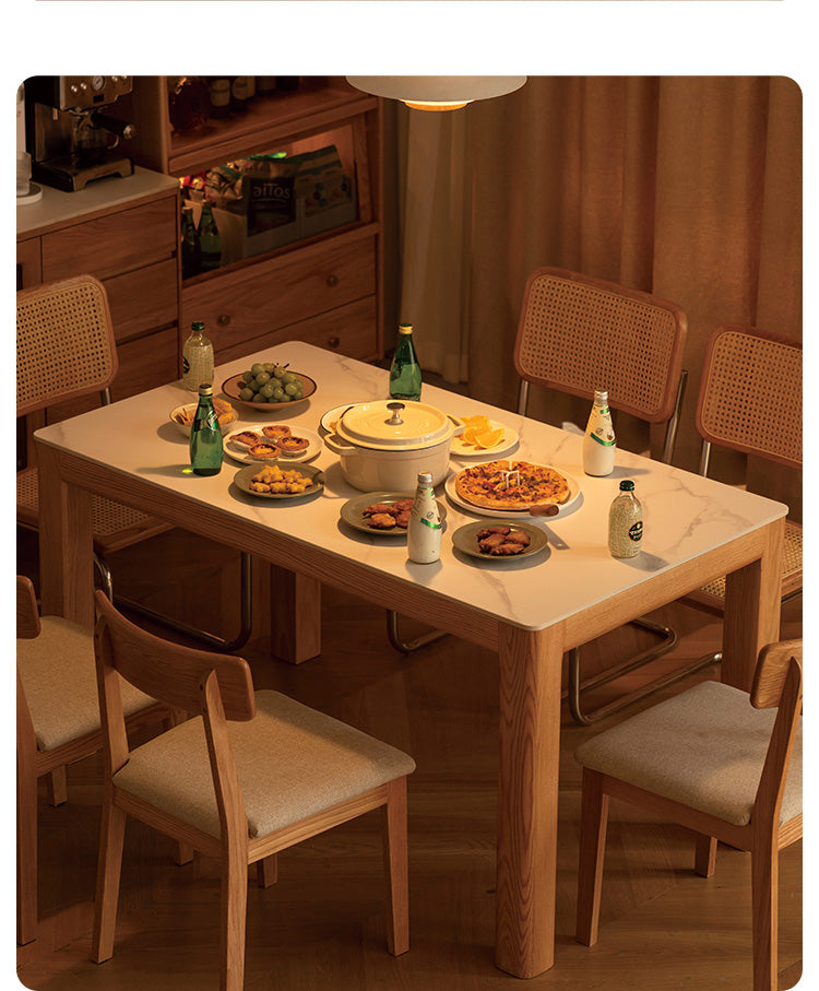 Oak Solid wood simple shape rock plate dining table "