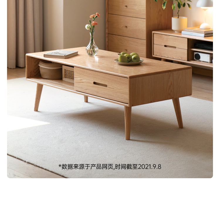 Oак, Solid Rubberwood North American Modern Coffee Table