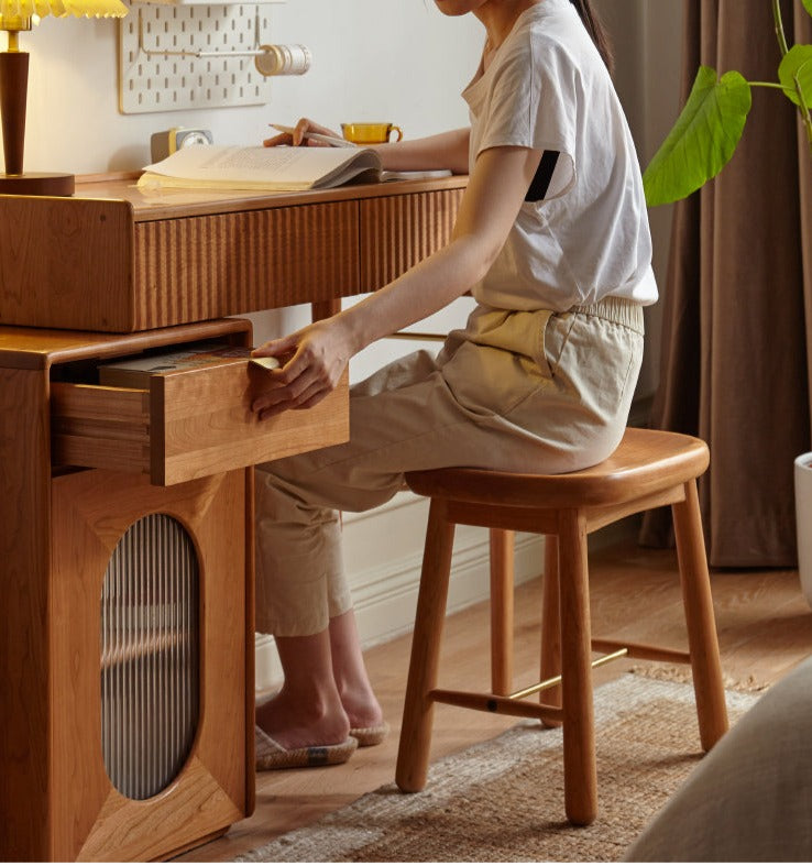 Cherry, Oak Solid Wood Makeup Stool