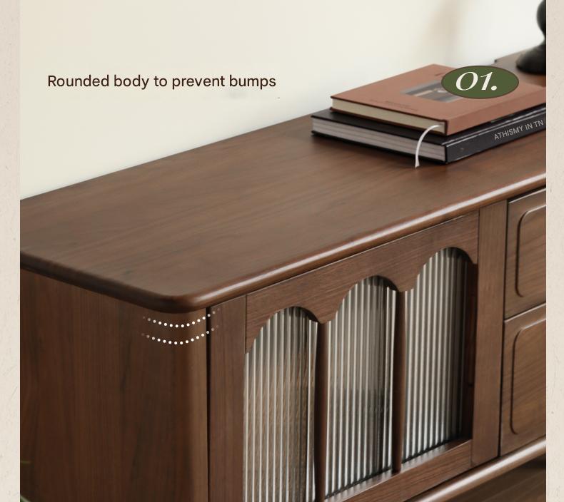 Black Walnut Solid Wood American Retro TV Cabinet.