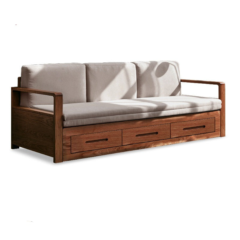 Oak, Ash Solid Woof Folding Storage Sofa Bed.