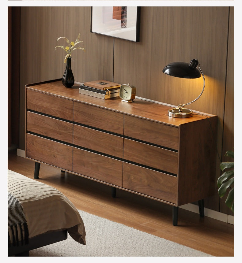 Black Walnut Solid Wood Italian Light Luxury Drawer Cabinet