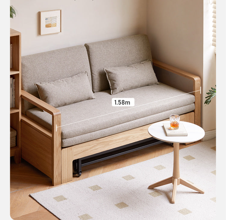 Oak, Ash Solid Wood Sofa Bed Modern Multifunctional.