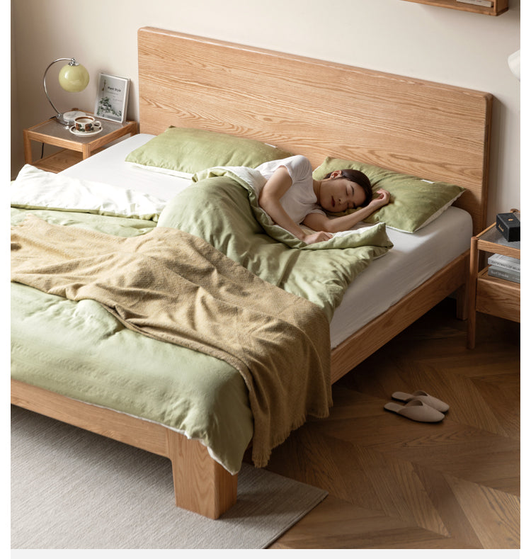 Oak Solid Wood Bed Thickened Headboard