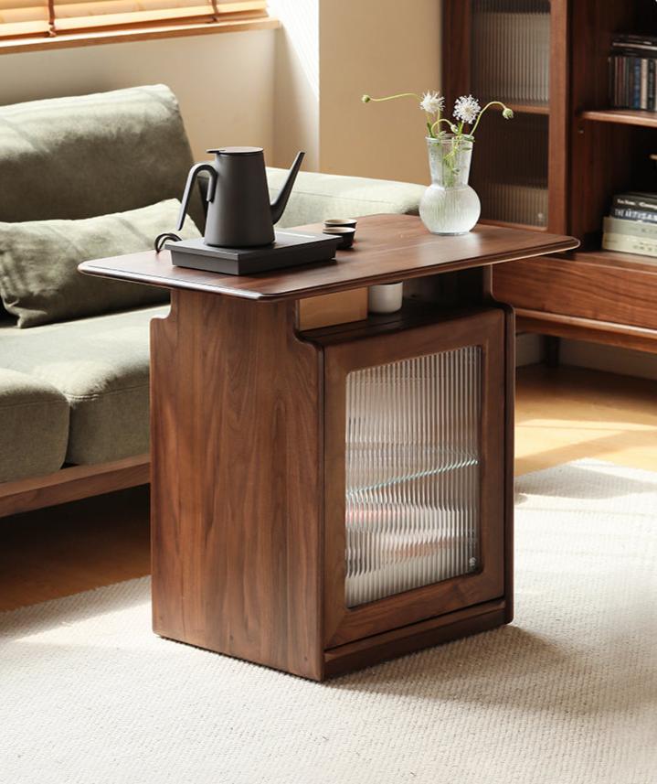 Ash, Black Walnut Solid Wood Mobile Coffee Cabinet