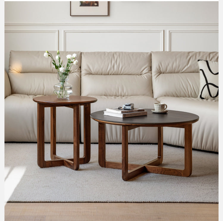 Black Walnut Solid Wood Combination Coffee Table Rock Surface