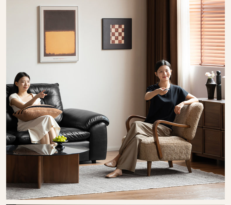 Ash Solid Wood French Retro Teddy Armchair