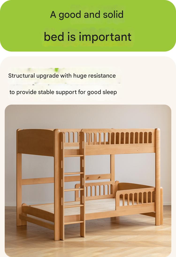 Beech solid wood children's bunk bed.