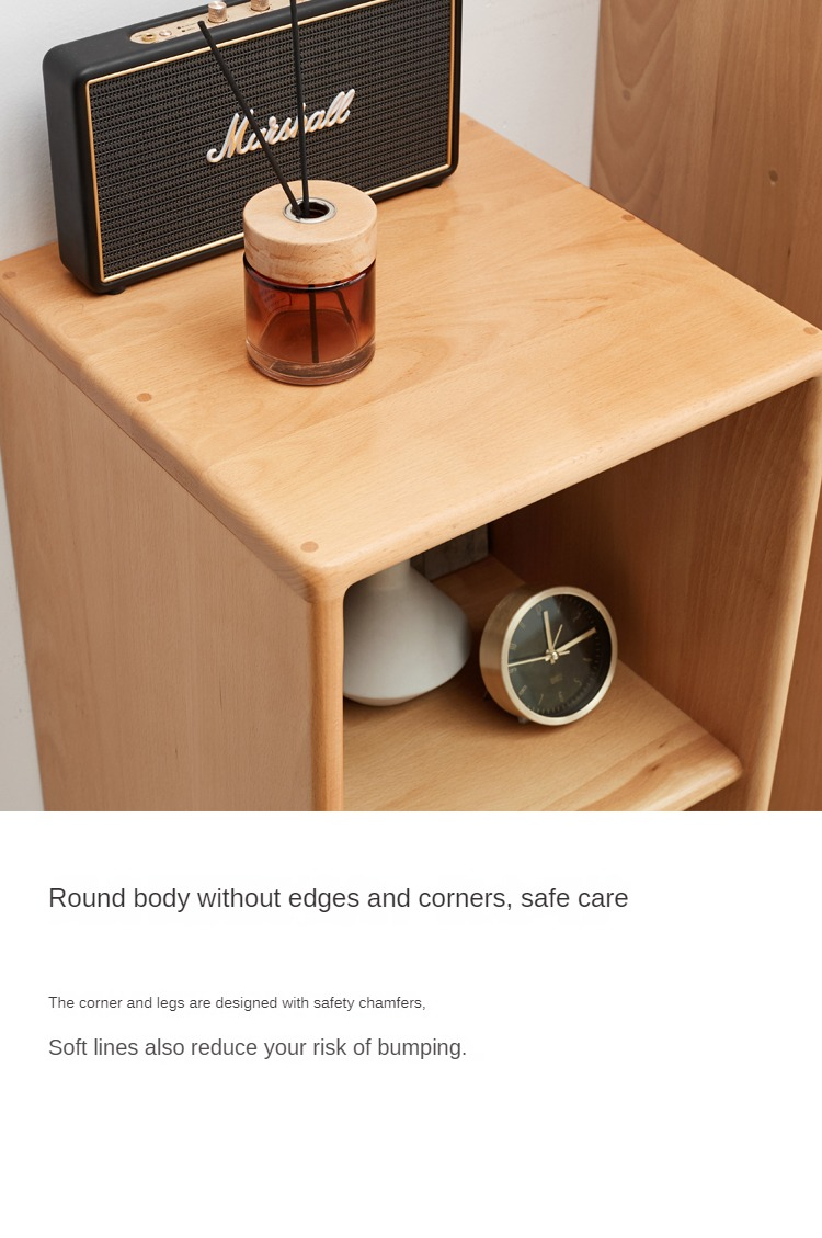 Beech Solid Wood Small Bookshelf Side Cabinet