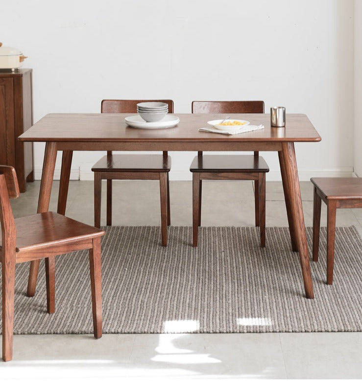 Oak solid wood Walnut color dining table"