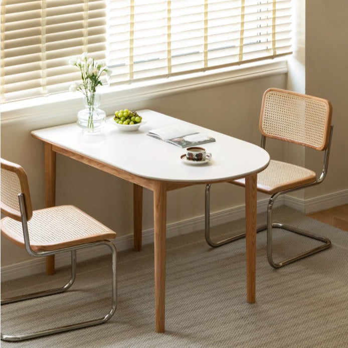 Oak, Beech Solid Wood Rock Slab Semi-Circular Dining Table