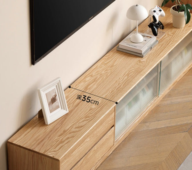 Oak, Rubber Solid Wood TV Cabinet Floor Combination,