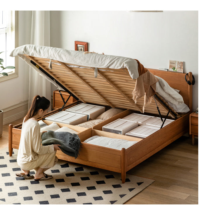 Cherry Wood, Black Walnut Solid Wood Box Bed