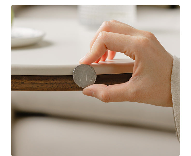 Black Walnut, Sandalwood Solid Wood Slate Round Coffee Table