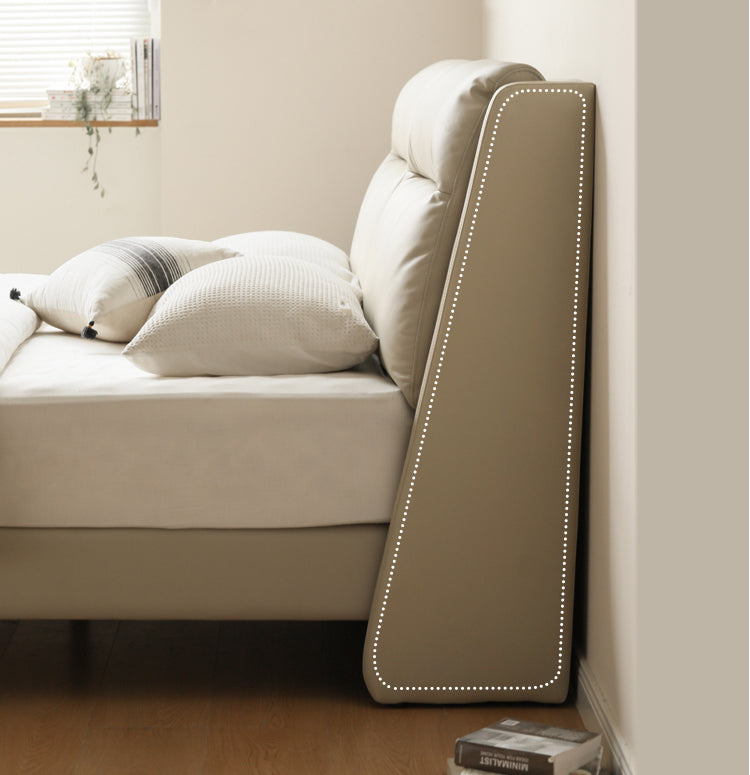 Cream Style Leather First Layer Cowhide Bed
