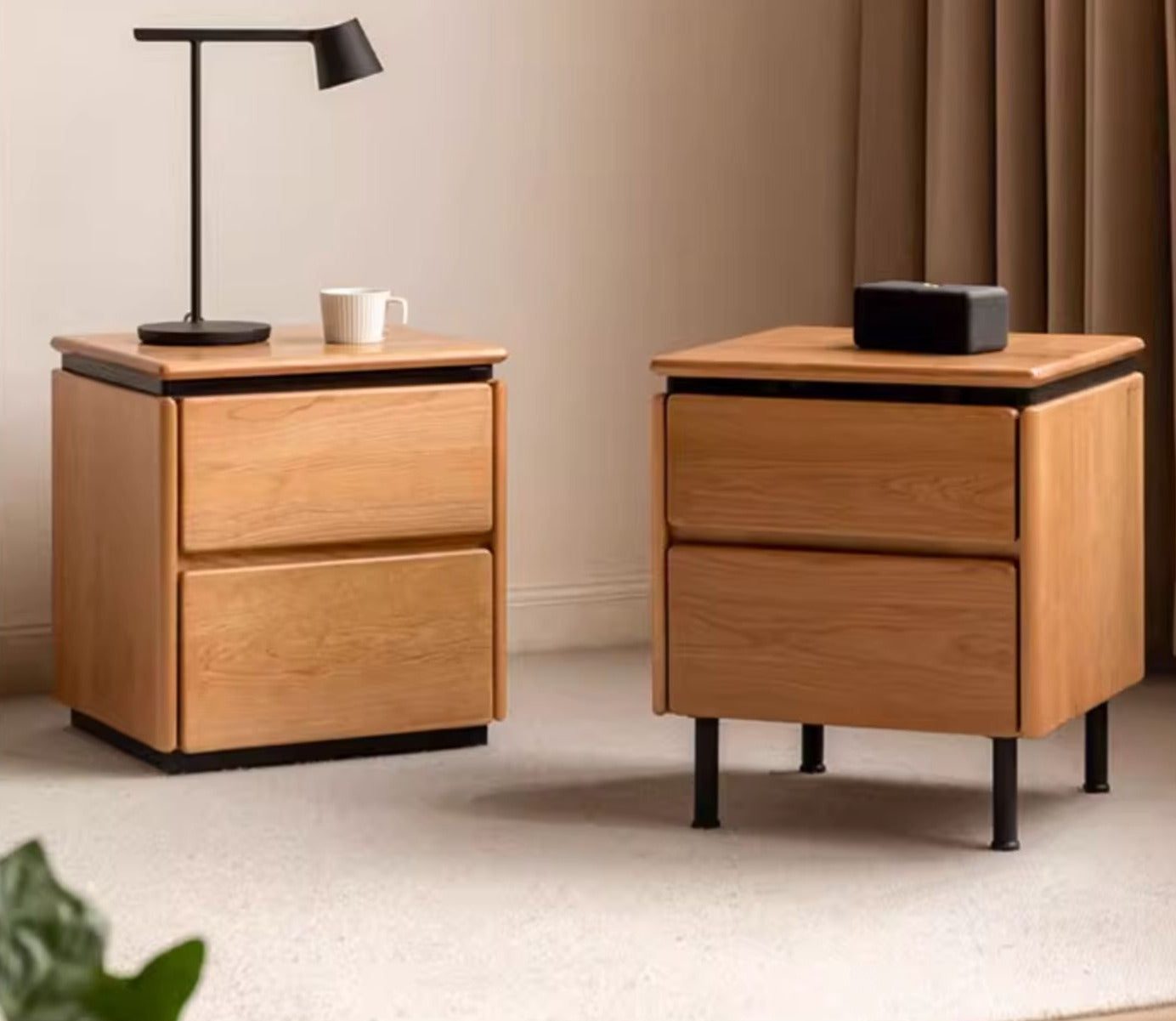 Cherry Solid Wood Retro Nightstand