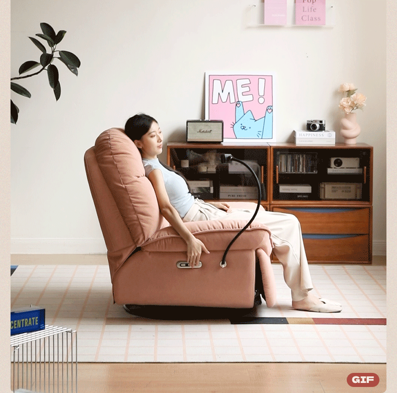 French Vintage Electric Recliner Chair with Cat-Scratch Resistant Fabric