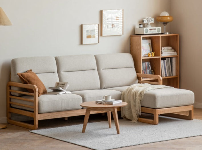 Oak Solid Wood Fabric Sofa.