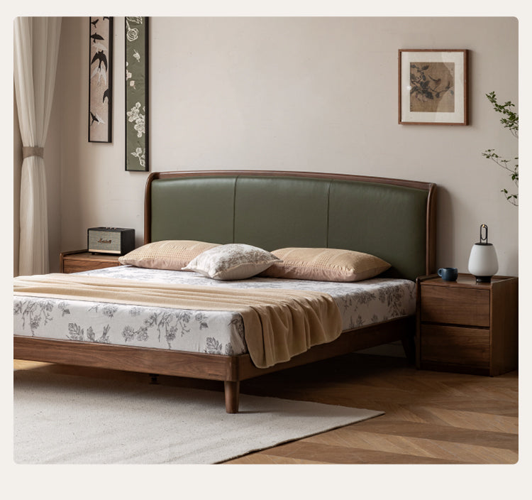 Teak, Black Walnut, Oak Solid Wood First Layer Yellow Cowhide Leather,Technical Cloth