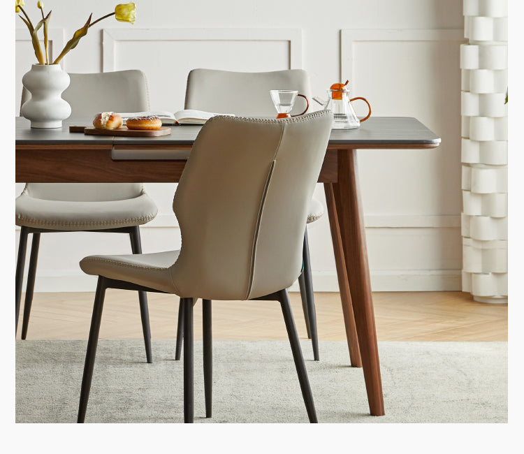 Black Walnut, Ash Solid Wood Telescopic Rock Slab Dining Table