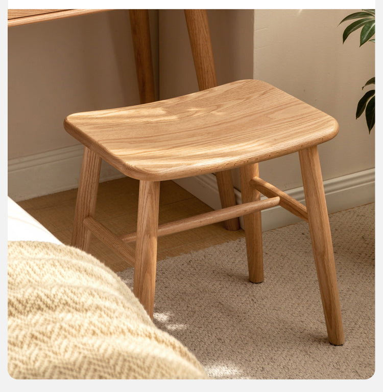 Black Walnut, Ash, Oak, Sandalwood Solid Wood Makeup Stool