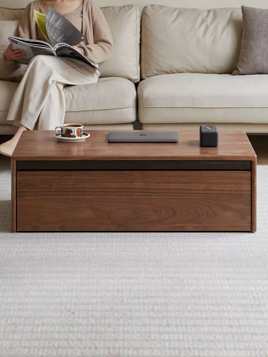 Black Walnut Solid Wood Coffee Table Modern Minimalist