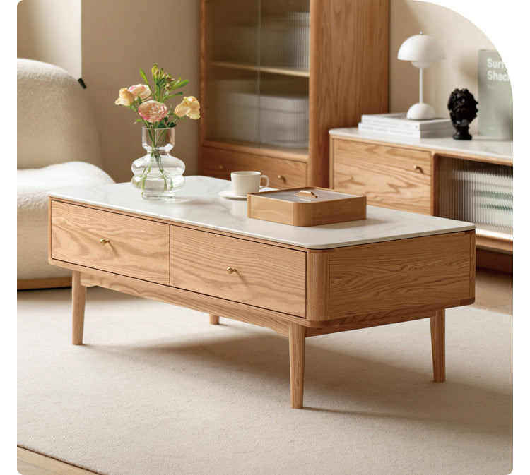 Oak Solid Wood Coffee Table Slate