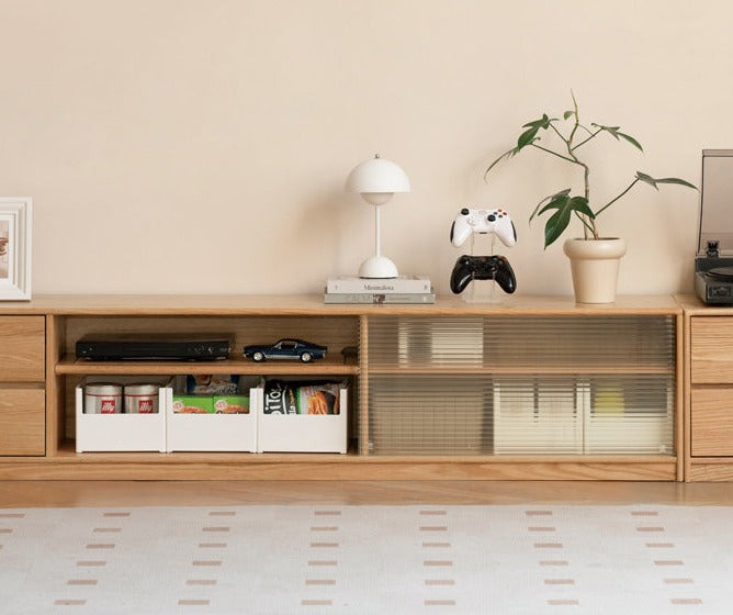 Oak, Rubber Solid Wood TV Cabinet Floor Combination,