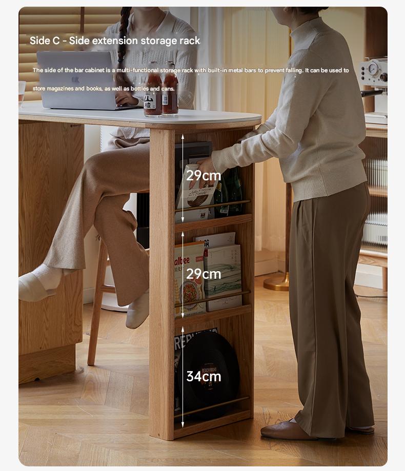 Oak Solid Wood Retractable Rock Plate Bar Table