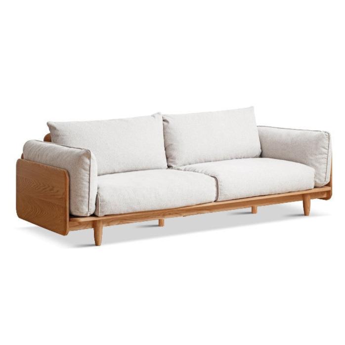 Cherry Wood Sofa Genuine Leather, Fabric-
