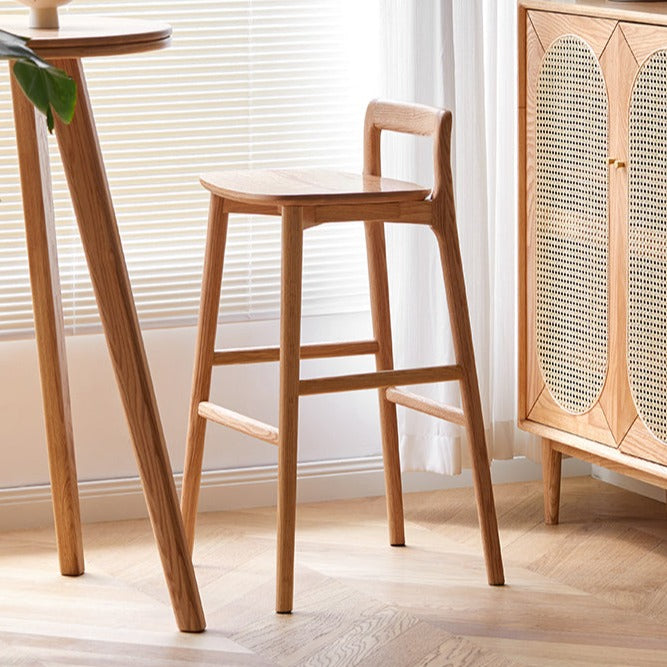 Oak Solid Wood Bar Chair, High Foot Chair: