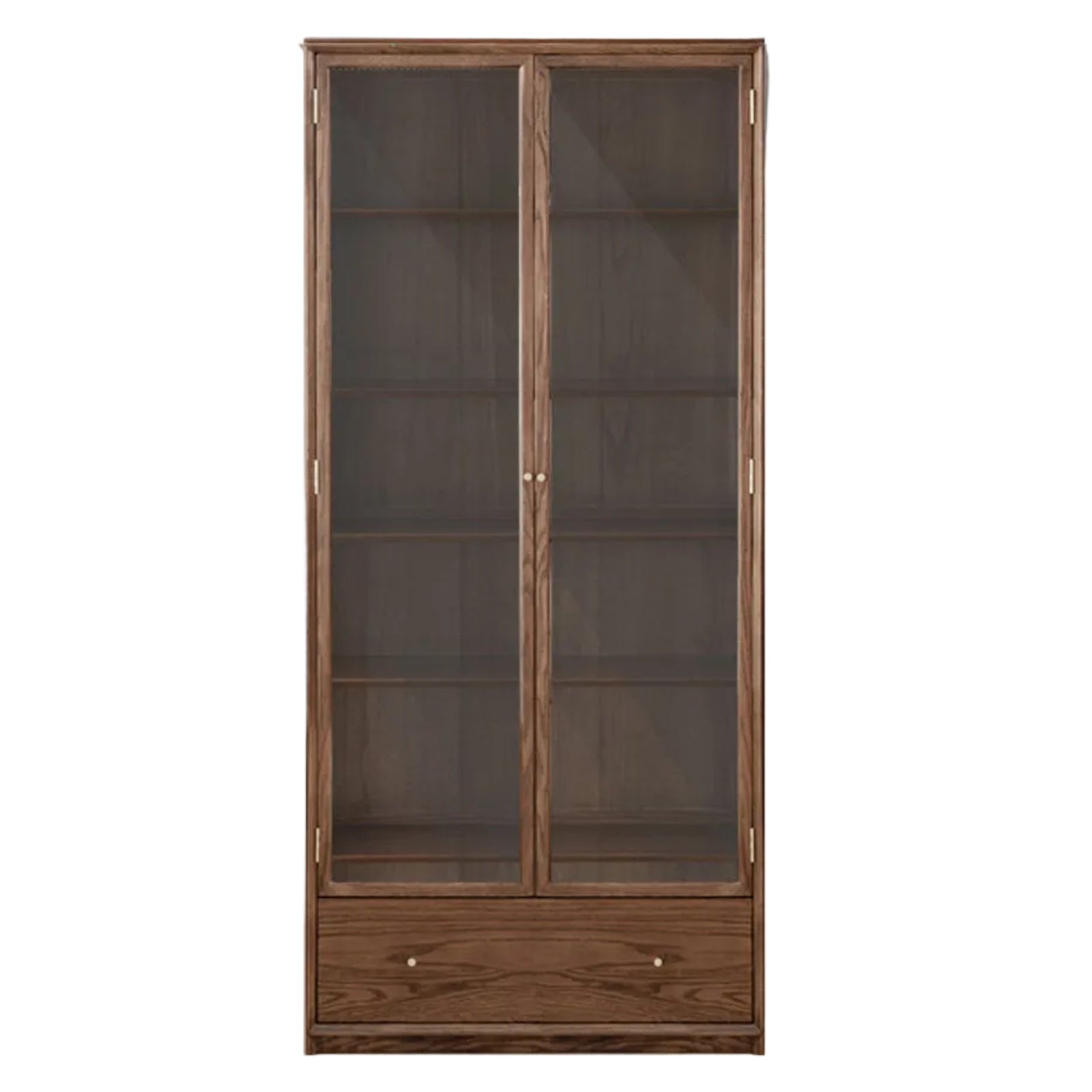 Oak, Ash Solid Wood Modular Bookcase with Glass Doors