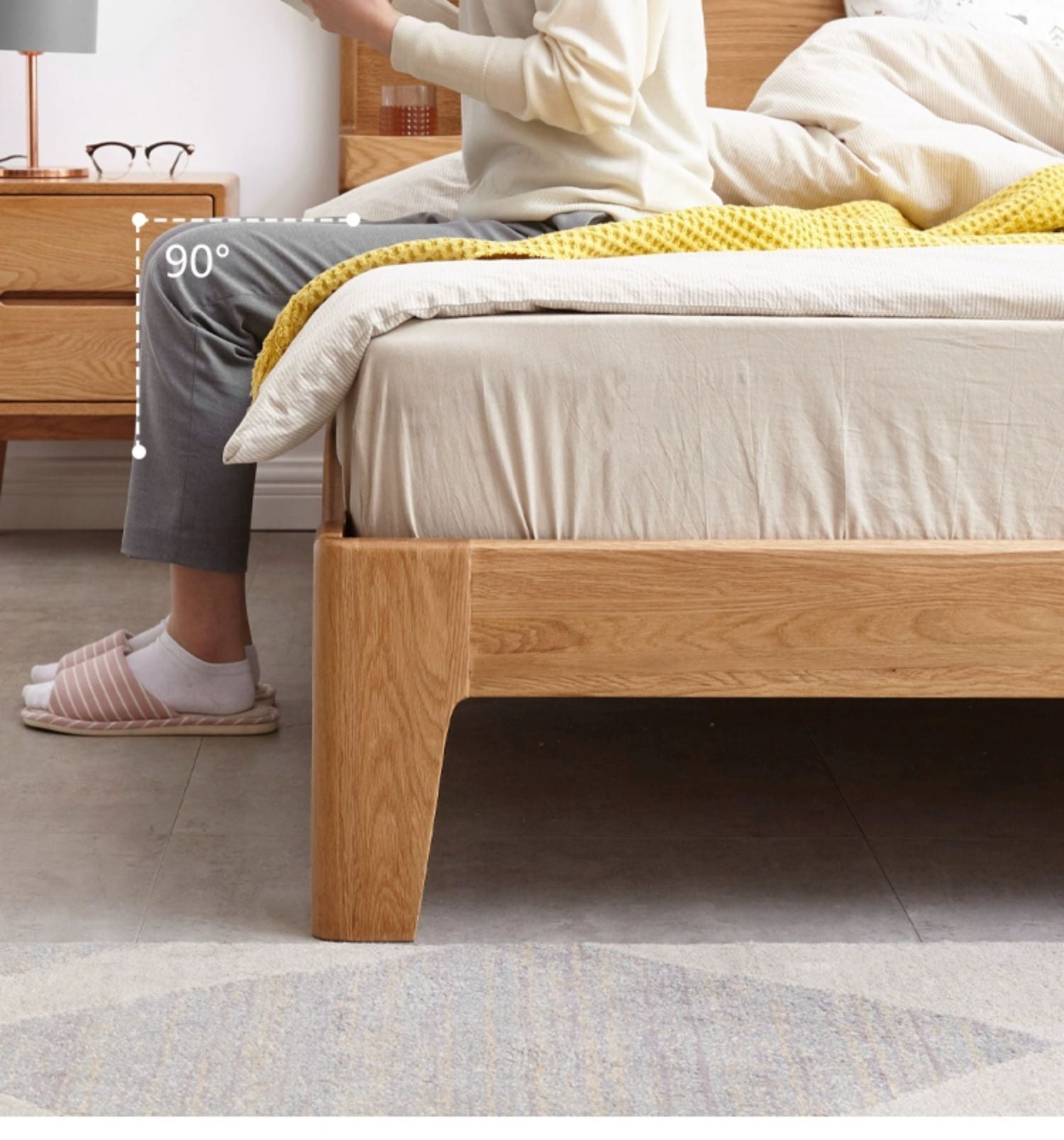 Oak Solid Wood Luminous Bed