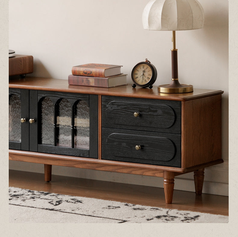 Ash Solid Wood French Retro TV Cabinet