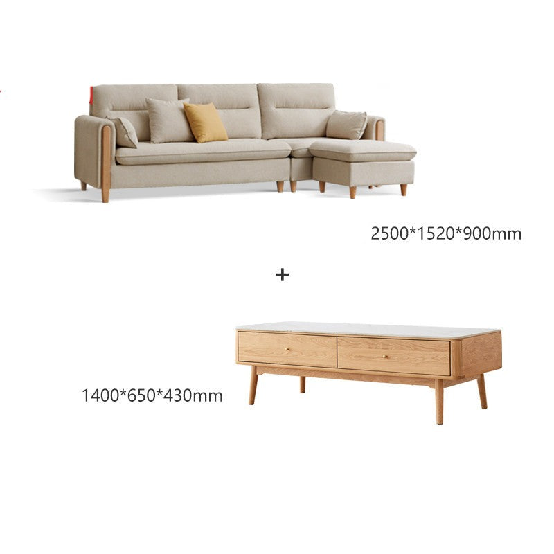 Luxury fabric sofa oak solid wood+