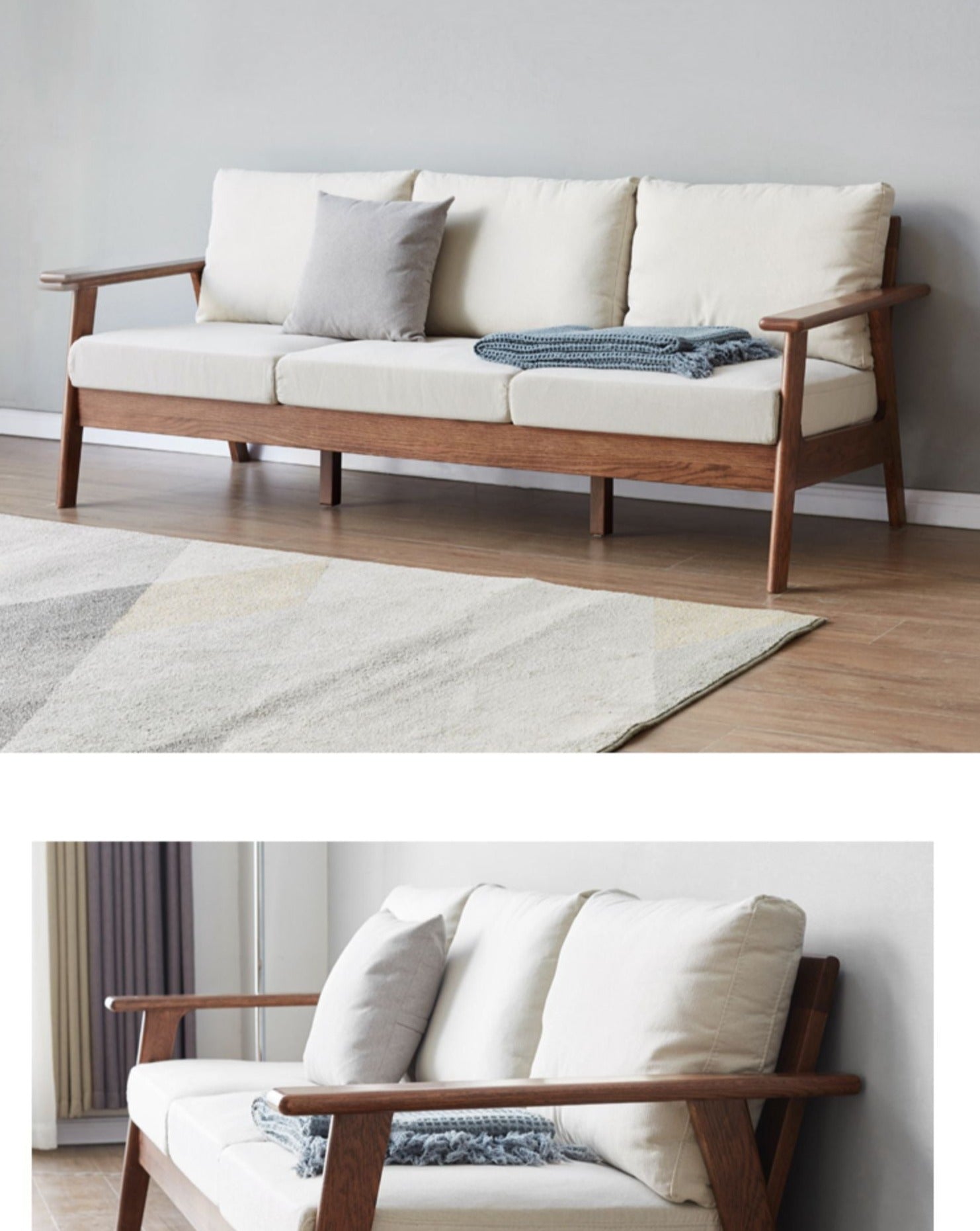 Sofa Oak solid wood fabric cushion +