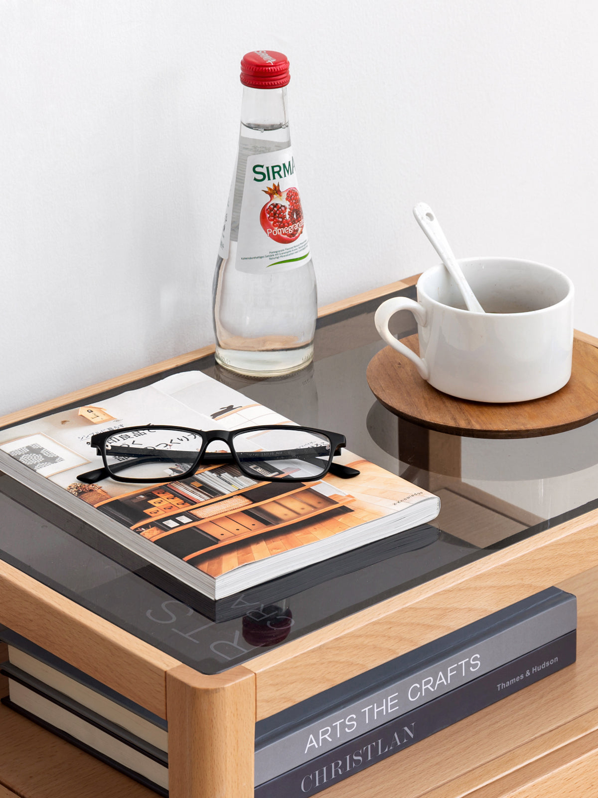 Beech Solid Wood Nightstand, Small Side Table