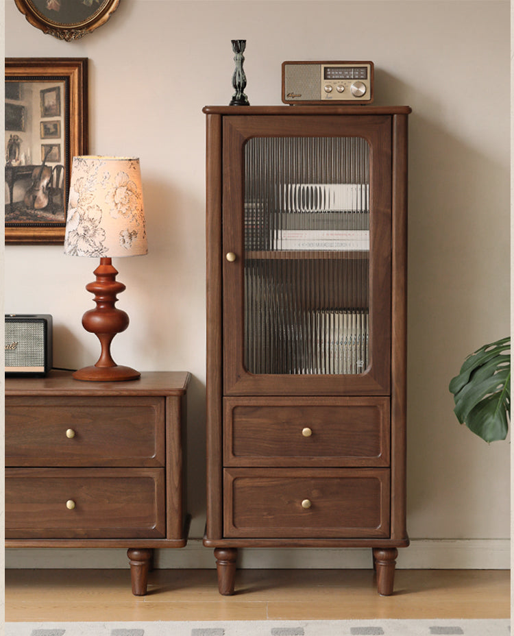 Black Walnut Solid Wood American Retro Locker Side Cabinet.