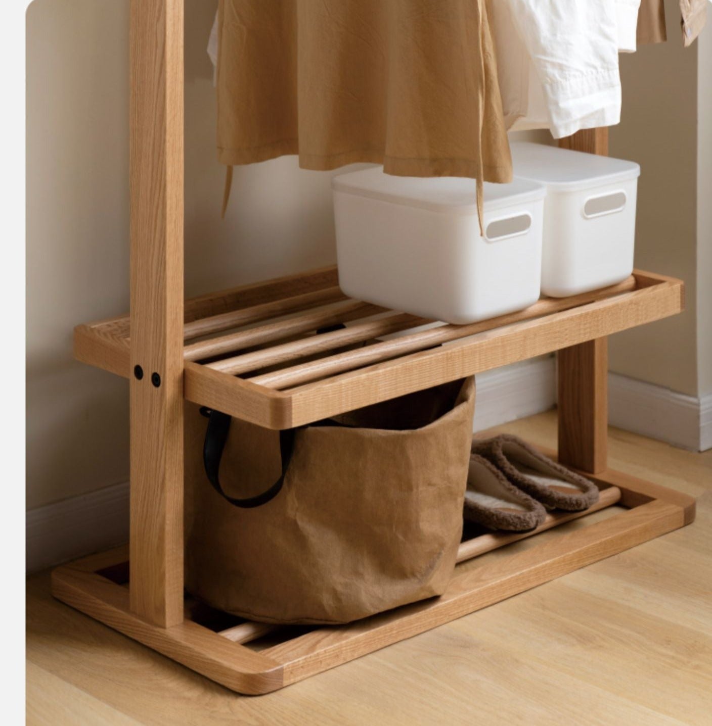 Oak Solid Wood Clothes Rack Hanger