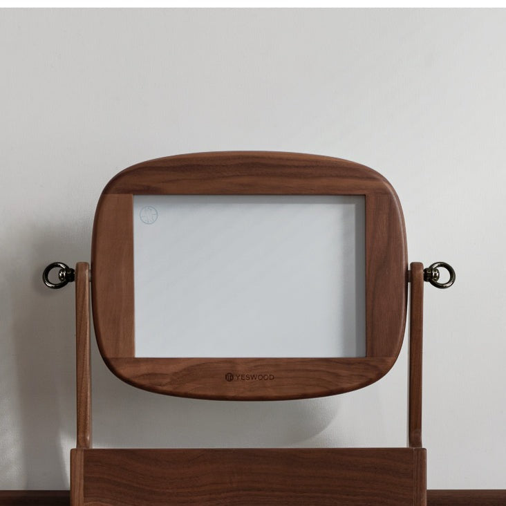 Black Walnut Solid Wood Makeup Mirror Storage Box Degree Rotation