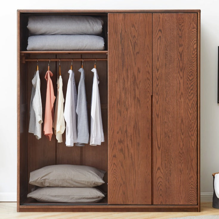 Oak Solid Wood Sliding Door Wardrobe.