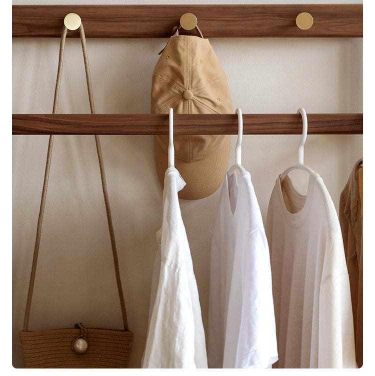 Black Walnut, Oak Solid Wood Floor to Floor Clothes Storage Rack