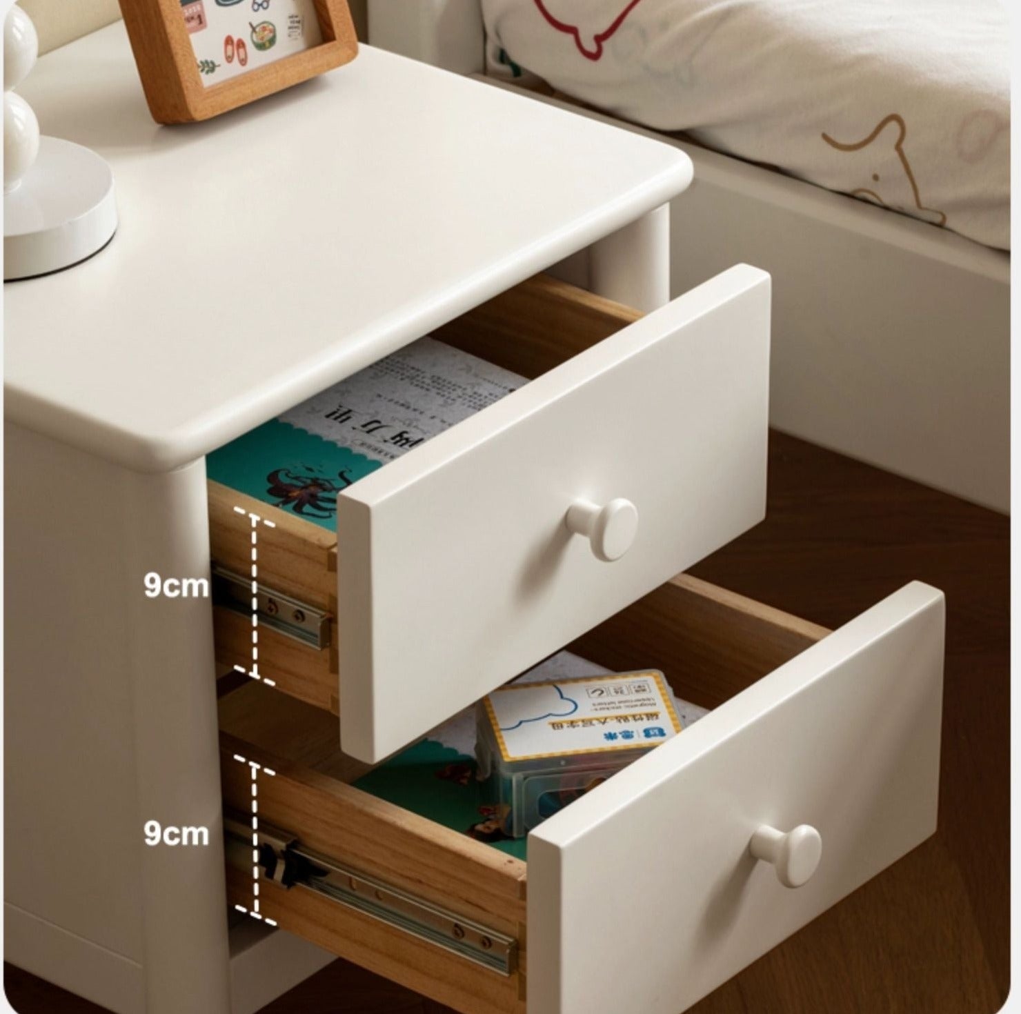Poplar Solid Wood American White Kids Nightstand
