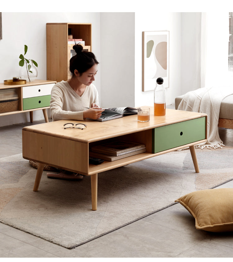 Beech Solid Wood Coffee Table Nordic Simple.