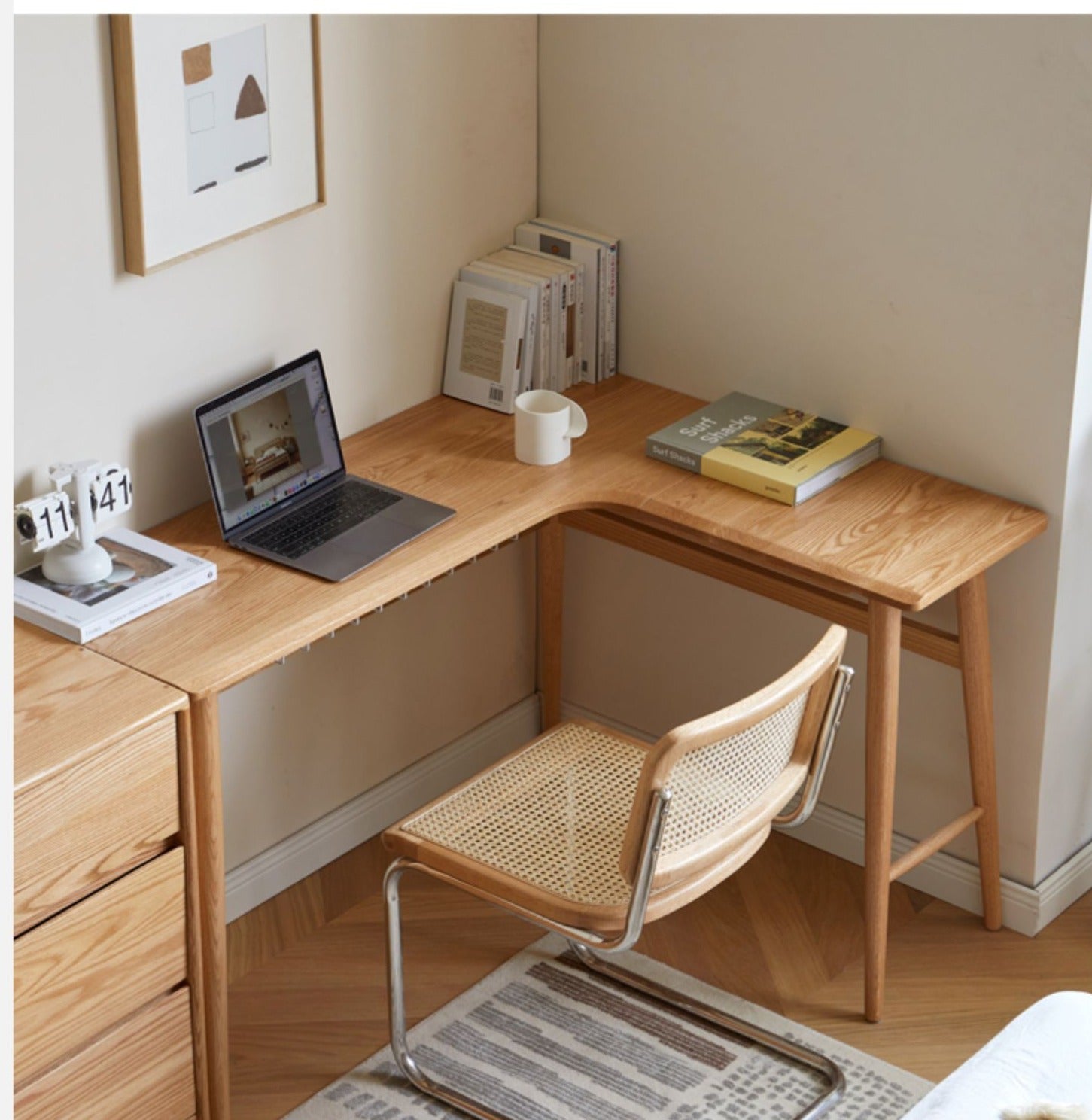 Oak, Rubberwood Solid Wood Corner Table Study Office Desk